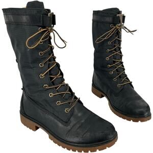 Women's Black Timberland Jayne Waterproof Gaiter Fold-Down Boots Sz 8.5M A1SYB